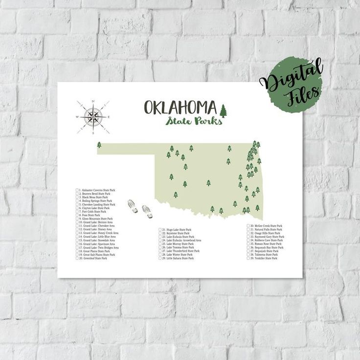 PRINTABLE Oklahoma State Parks Map-State Parks Of Oklahoma | Etsy ...