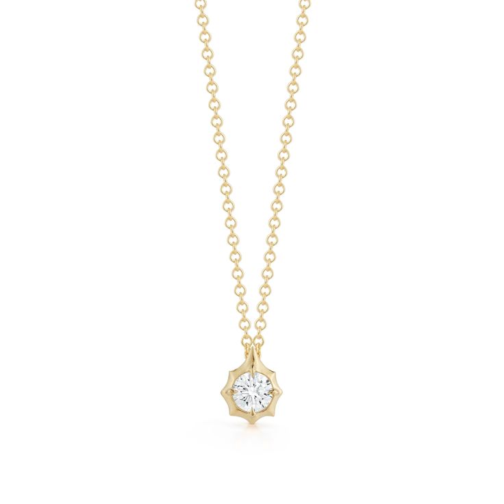 The Sophisticate Pendant is a perfect necklace to highlight the little accomplishments in life from anniversaries to work promotions. This solitaire diamond necklace features a single round brilliant-cut diamond elegantly hanging on an adjustable ball chain. Handcrafted in 18-karat gold Available in yellow gold, rose gold and white gold Diamond: 0.15 total carat weight Adjustable Chain: 18 inches Made in New York STYLE JX4069P/RND Classic Solitaire Necklace With Round Pendant And Adjustable Chain, Classic Solitaire Necklace In Diamond White With Adjustable Chain, The Sophisticate, Solitaire Diamond Necklace, Round Diamond Pendant, Diamond Solitaire Pendant, Bespoke Engagement Ring, Solitaire Earrings, Gold Ear Cuff