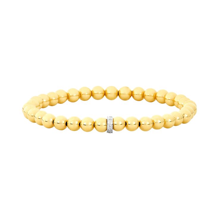 5MM Signature Bracelet with 14K Diamond Rondelle Gold Filled Bracelet with Diamond Signature Bracelet, Gold Bead Bracelets, Hand Chain, Yellow Gold Bracelet, Gifts For Brother, Gold Collection, White Elephant Gifts, Roll On, Gold Beads