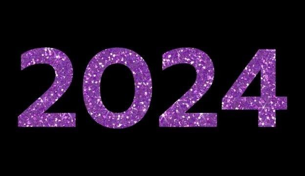 purple glitter numbers are displayed on a black background