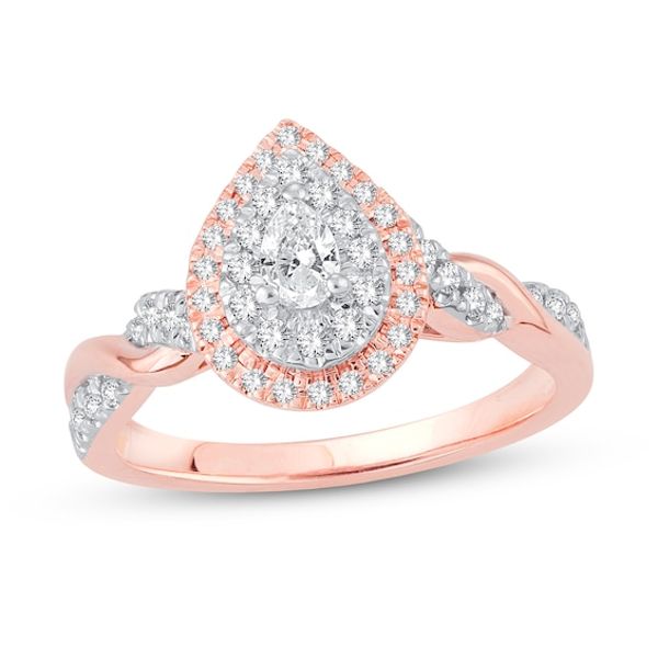 a rose gold and white diamond ring