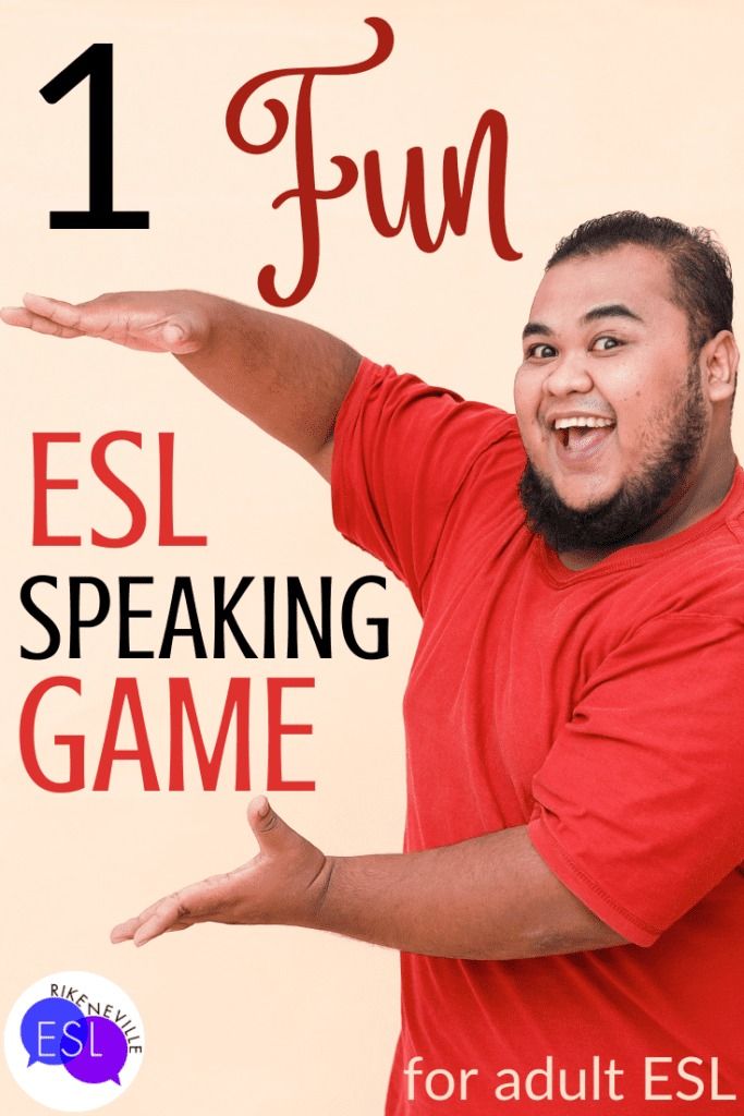 a man holding out his hand with the words, 1 fun esl speaking game for adults