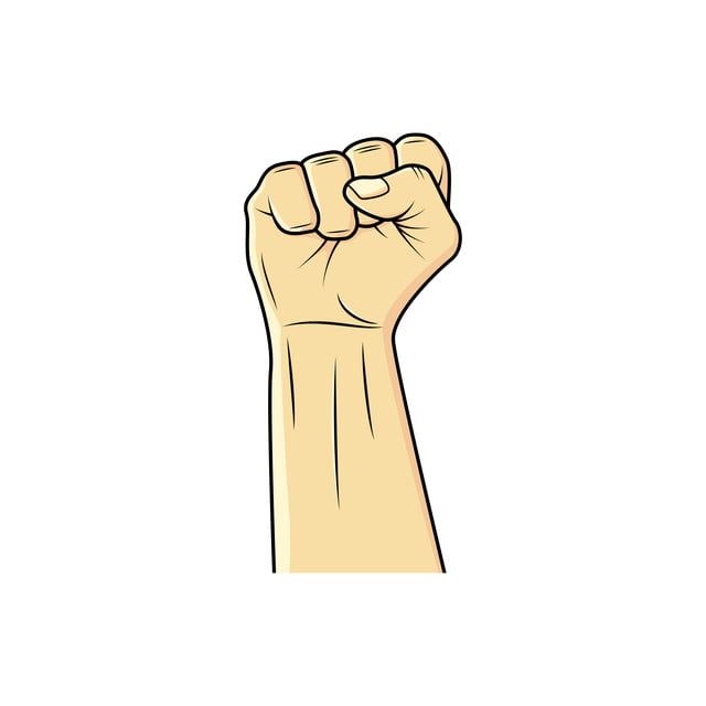 a fist up in the air on a white background