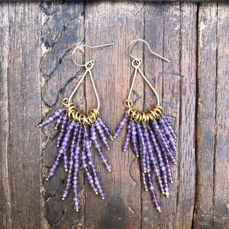 Amethyst Chandelier Earrings Amethyst semi precious stones wire wrapped on teardrop setting and gold filled ear wires Approximate dimensions L 3 X W 1 inches Bohemian 14k Gold-filled Beaded Dangle Earrings, Bohemian 14k Gold Filled Beaded Dangle Earrings, Gold Wire-wrapped Briolette Teardrop Earrings, Gold Wire Wrapped Briolette Teardrop Earrings, Wire Wrapped Brass Chandelier Dangle Earrings, Amethyst Wire Wrapped Drop Earrings, Wire Wrapped Brass Chandelier Earrings, Bohemian Amethyst Chandelier Earrings Gift, Purple Teardrop Bohemian Earrings