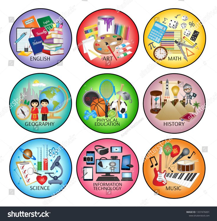 six colorful badges with different things on them stock photo - 547982