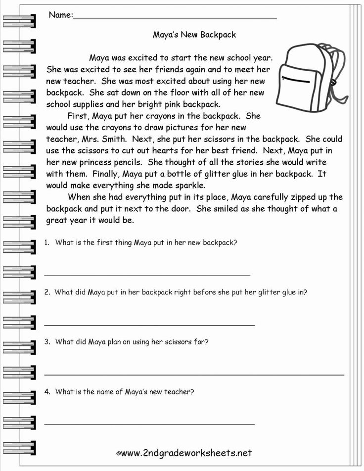 the worksheet for reading and writing about backpacks is shown in this image