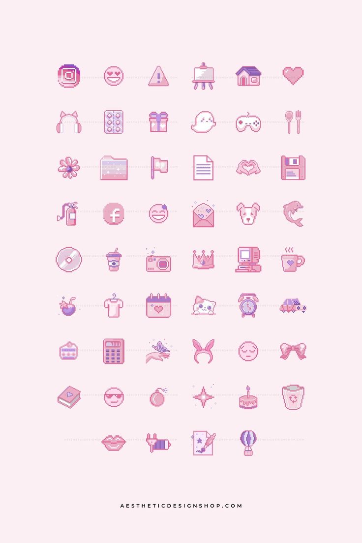 Pink Pixel Kawaii Kit - Tech Aesthetic: 112 app icons + wallpapers and widgets Widgets For Phone, Icons For Phone, Home Screen App Icons, Canva Desktop, Pixel Kawaii, Phone Home Screen, Desktop Themes, Tech Aesthetic, Desktop Wallpaper Organizer