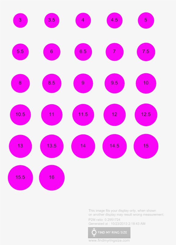 Ring Size Chart True To Scale