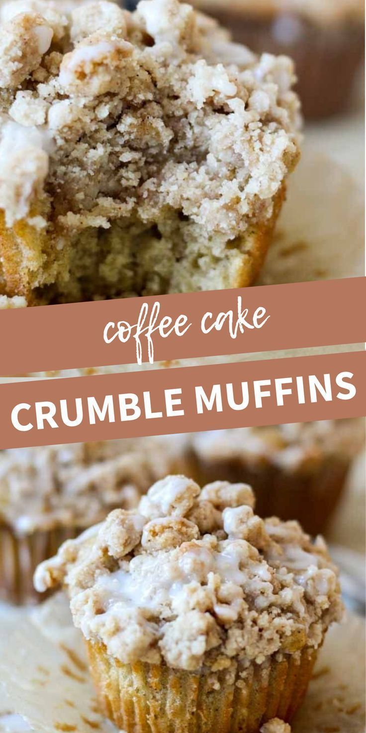 coffee cake crumble muffins are stacked on top of each other