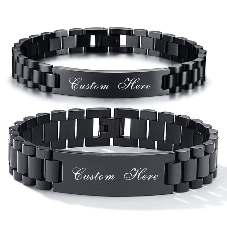 PRICES MAY VARY. 【Personalized Bracelets for Couples】This series of Gamtic custom couple bracelets (1 pair/set) allows you to costomize any words you want such as names,special dates, love quotes or any other inspirational words. 【Customize Stainless Steel Bracelets】This mens womens stainless steel bracelets is made of 316L stainless steel, which will not rust or tarnish over time. Classic masculine watch band link design makes it simple and tasteful. It will fit any outfit and occasions. 【Perso Personalized Black Bracelets For Valentine's Day, Black Stainless Steel Bracelets For Valentine's Day, Black Personalized Bracelets For Valentine's Day, Black Stainless Steel Bracelet For Valentine's Day, Custom Name Black Wristband As Gift, Black Custom Name Wristband As Gift, Valentine's Day Black Stainless Steel Bracelets, Personalized Black Wristband For Birthday, Personalized Black Wristband For Father's Day