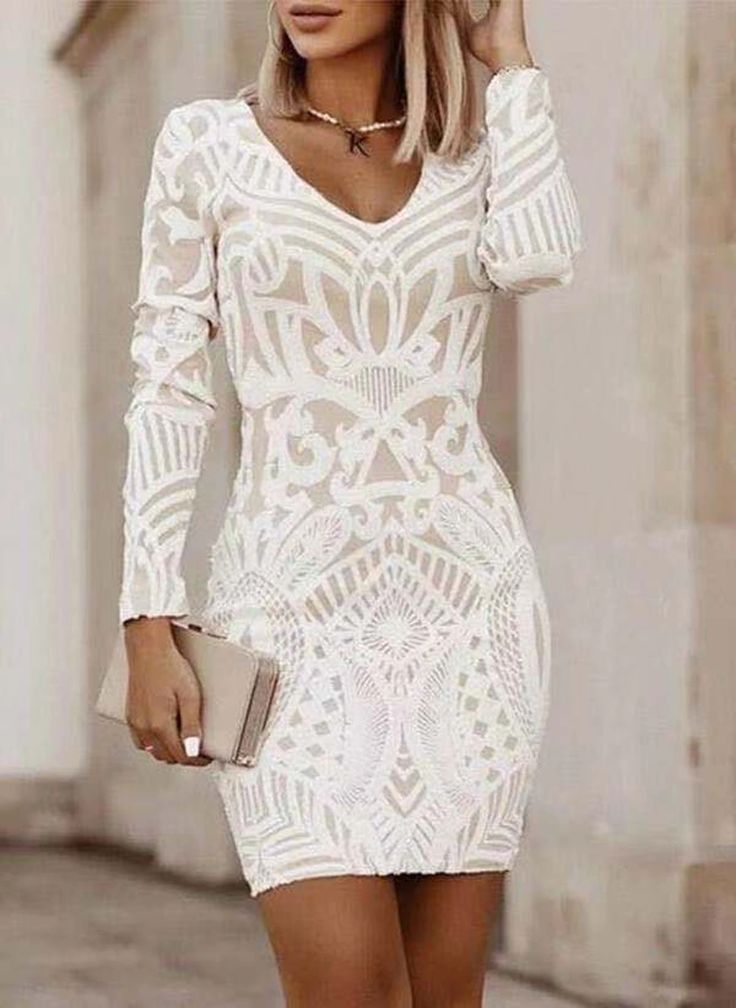 Olivia Mark - Long Patchwork Bodycon Dress White Sweater Dress, Mid Skirt, White Bodycon, White Bodycon Dress, Slim Fit Dresses, Daily Dress, White Sweater, Office Lady, American Women