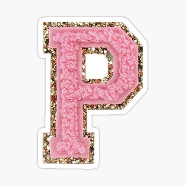 the letter b in pink and gold glitter sticker