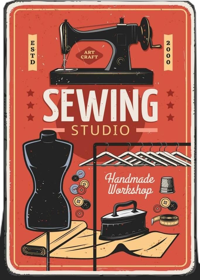 Sewing, tailor and dressmaking handmade workshop Sewing Poster, Ns Logo, Tailoring Classes, Design Studio Workspace, Making A Business Plan, Fashion Design Classes, T Craft, Class Poster, Wall Art Diy Paint