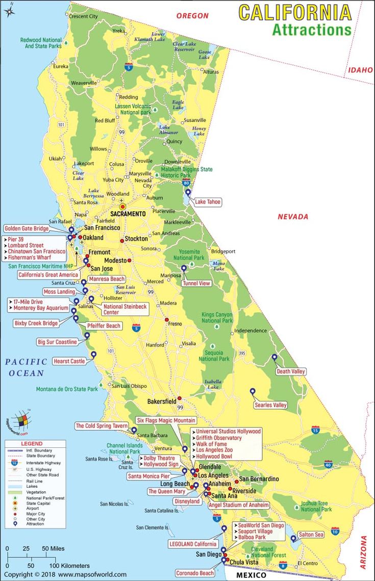 a map of california with all the major cities