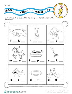 Finish the Silent E Word | Worksheet | Education.com | Silent e ...