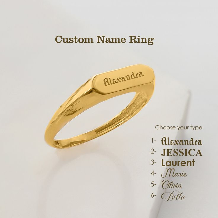 14K Solid Gold Name Ring, Personalized Name Ring, Dainty Ring, Custom Engraved Ring, Personalized Ring, Custom Name Ring, Gift for Her - Etsy Customizable Initial Open Ring For Promise, Gold Minimalist Customizable Engraved Ring, Customizable Minimalist Gold Engraved Ring, Minimalist Customizable Gold Engraved Ring, Personalized 14k Gold Initial Ring, Classic Rings For Anniversary And Mother's Day, Customizable Nameplate Rings As Gifts, Customizable Nameplate Rings For Gifts, Customizable Classic Rings