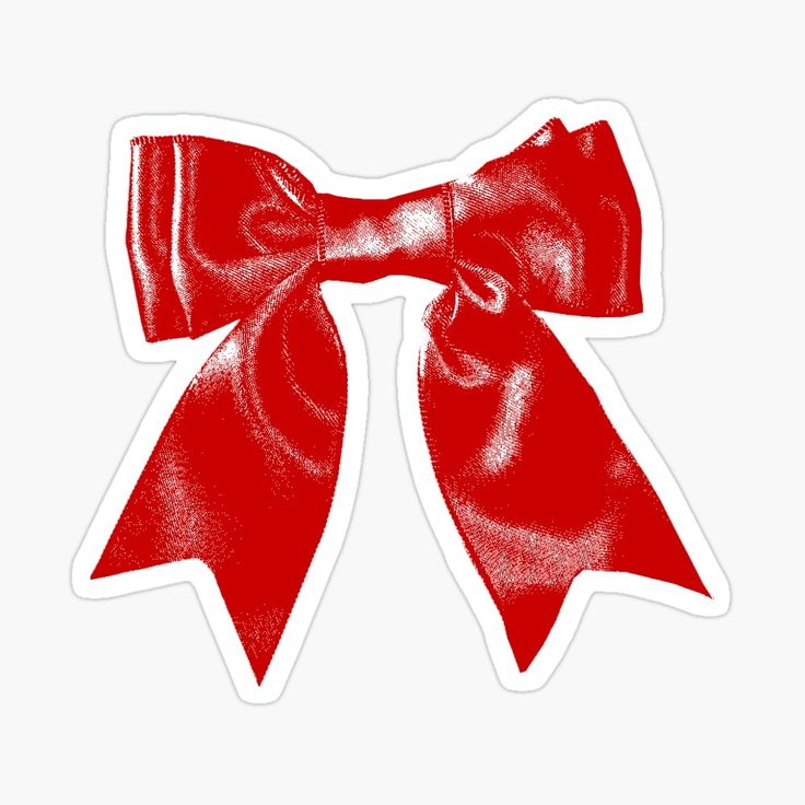 a red bow sticker on a white background