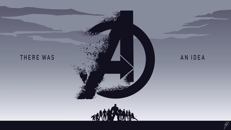 the avengers logo is shown in front of an image of people standing on top of a hill