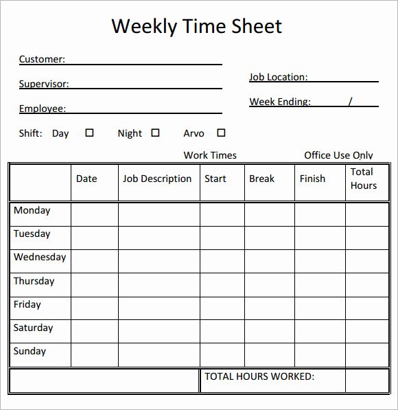 a printable worksheet for work hours and hours in the form of an employee's time sheet