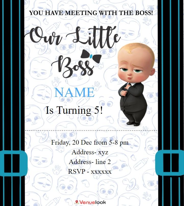 Boss Baby Birthday Invitation Card, Baby Birthday Party Invitations, Baptismal Invitation, Baby Birthday Invitation Card, Baby Party Invitations, Bos Baby, Baby Birthday Party Theme, Nouveau Flowers