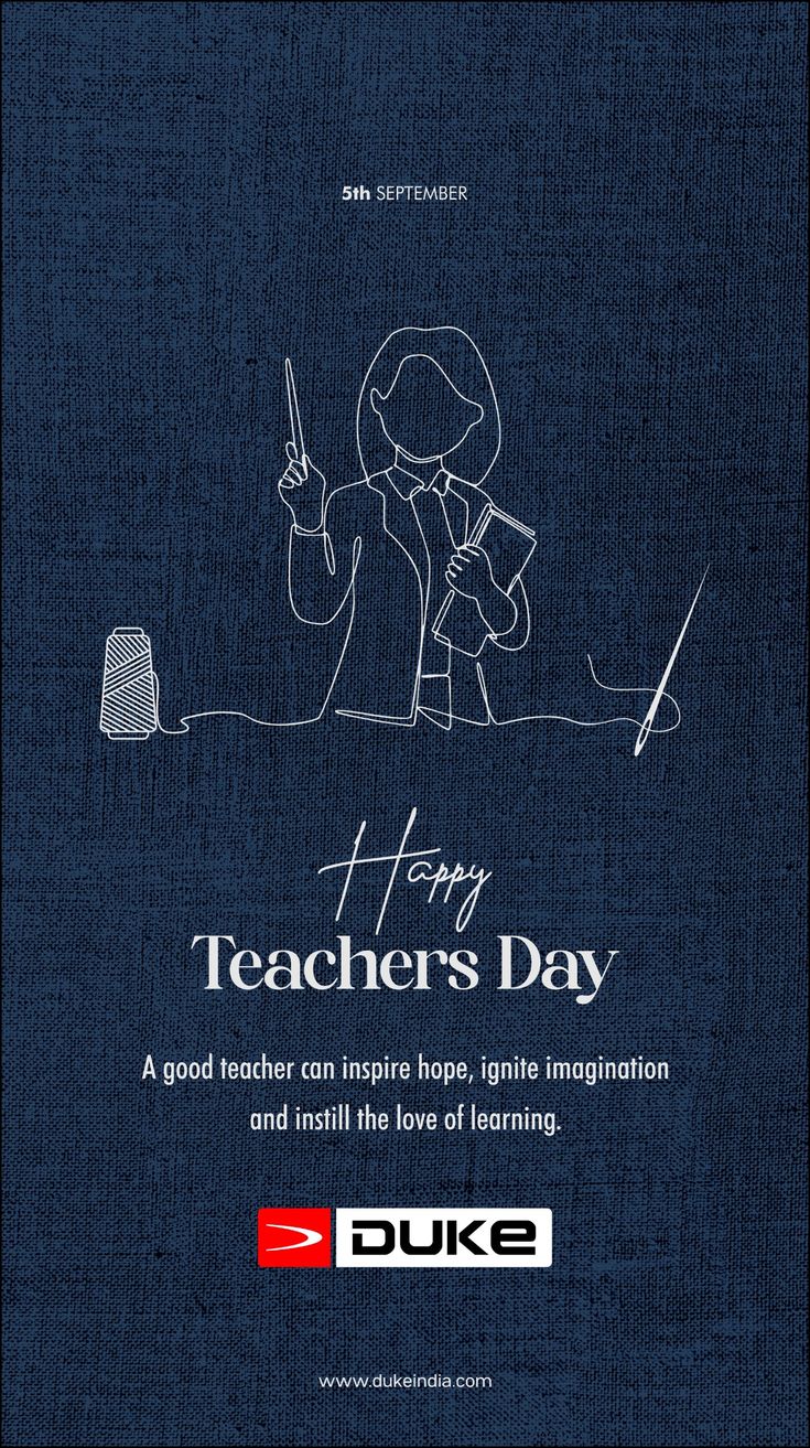 an advertisement for duke's teachers day with a drawing of a person holding a fishing rod