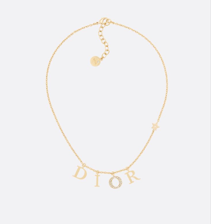 Dior Charm Necklace, Dior Necklace, Christian Dior Couture, White Crystals, Letter Charms, Letter S, Dream Jewelry, Gold Earrings Studs, Christmas List