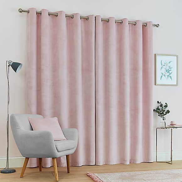 Ashford Blush Velour Eyelet Curtains Pink bedroom walls, Pink bedroom