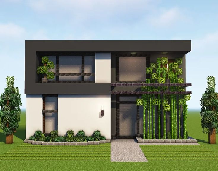 Cute Modern Minecraft Houses, Minecraft Builds Modern, Cute Minecraft Family Houses, Min Craft Houses, Modern Mc House, Simple Modern Minecraft Houses, Minecraft Building Modern, Cool Minecraft House Ideas Modern, Black Modern House Minecraft