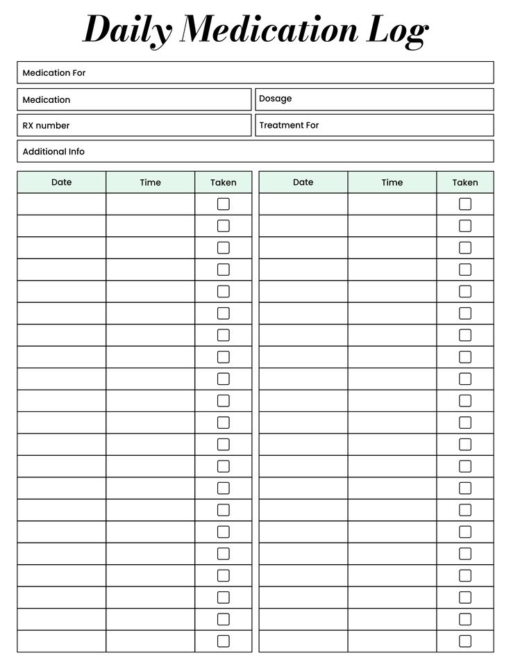 the daily medication log is shown in this image