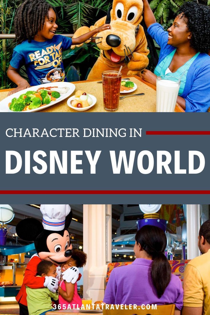 characters dining in disney world with text overlay that reads character dining in disney world