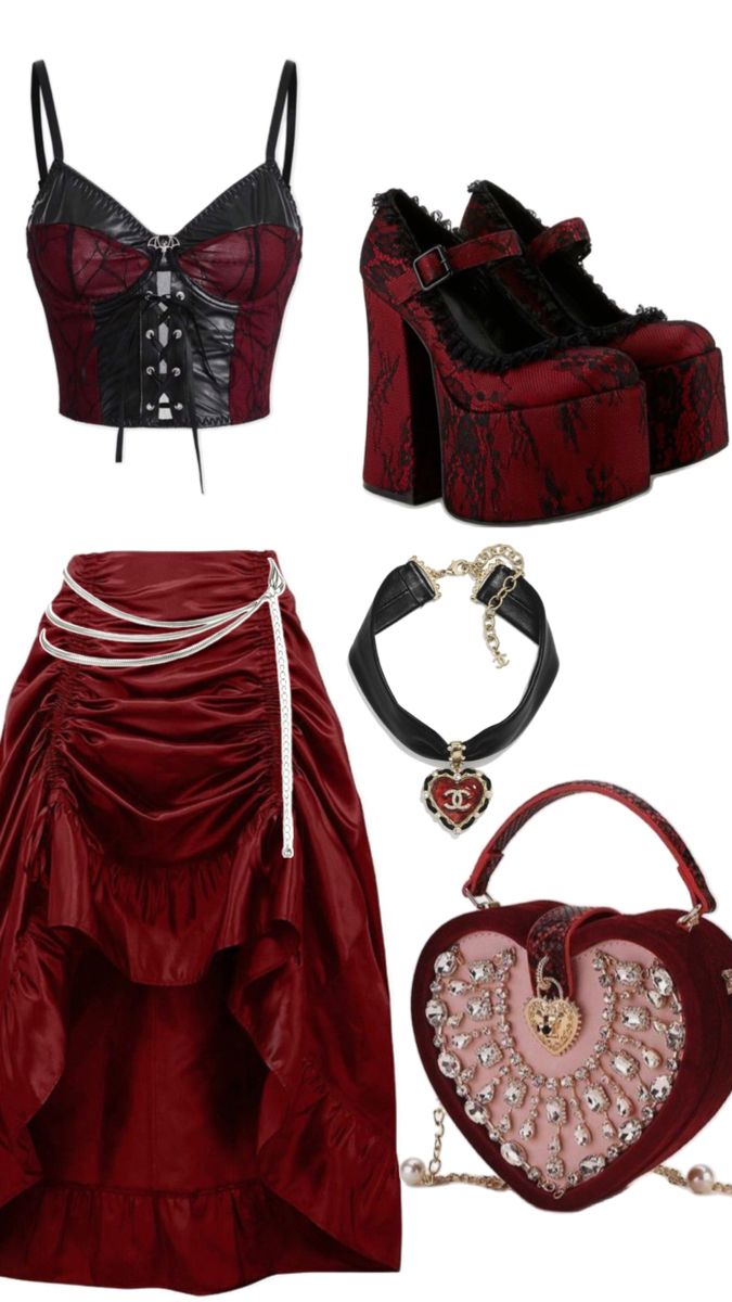 Pieces Of Clothing, Prom Dress Inspiration, Swaggy Outfits, Gothic Outfits, Goth Outfits, Red Outfit, Alternative Outfits, Really Cute Outfits, Edgy Outfits