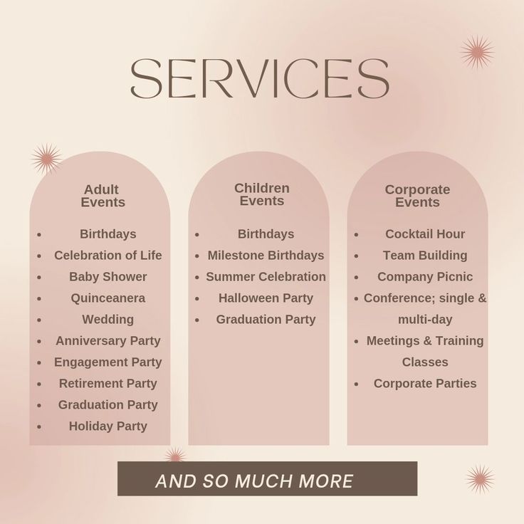 a pink poster with the words services and so much more