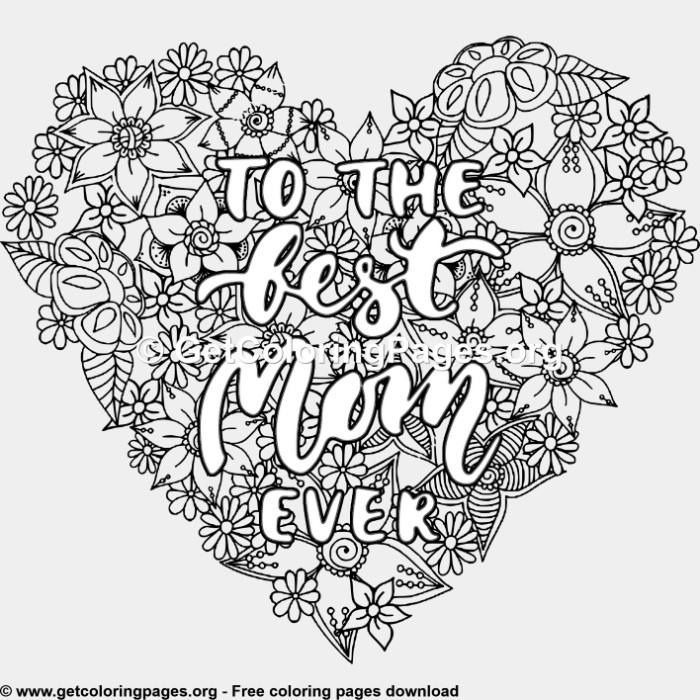 a heart shaped coloring page with the words to the best mom ever