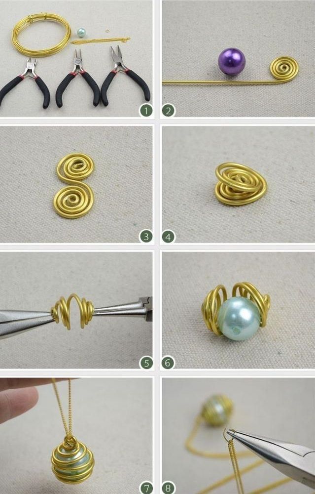 how to make wire wrapped earrings with pearls and gold plating step - by - step instructions