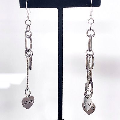 Dangle drop chain stainless steel earring 925 silver hook handmade gothic punk  | eBay Adjustable Dangle Jewelry With Alloy Chain, Alloy Dangle Jewelry With Adjustable Chain, Trendy Sterling Silver Dangle Earrings, Trendy Long Drop Metal Jewelry, Edgy Alloy Jewelry For Gifts, Edgy Alloy Jewelry As Gift, Trendy Silver Long Drop Earrings, Trendy Sterling Silver Dangle Jewelry, Silver Alloy Drop Earrings