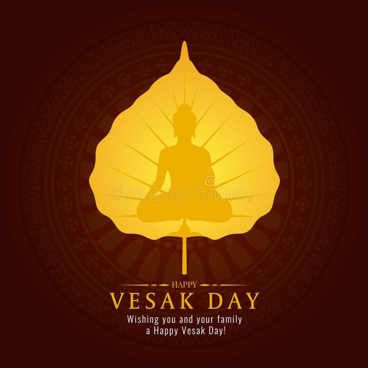 happy vesak day greeting card with buddha statue on dark background royalty illustration