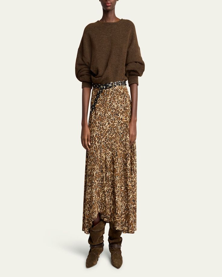 Isabel Marant "Sakura" stretch silk midi skirt in an allover cheetah print finish     Midrise    Full length    Aline silhouette    Silk/elastane    Dry clean    Made in Portugal Chic Flowy Leopard Print Skirt, Leopard Print Flowy Long Skirt, Flowy Lined Leopard Print Skirt, Flowy Long Leopard Print Skirt, Long Flowy Leopard Print Skirt, Fall Leopard Print Midi Skirt, Leopard Print Relaxed Midi Skirt, Leopard Print Relaxed Fit Midi Skirt, Elegant Leopard Print Lined Skirt