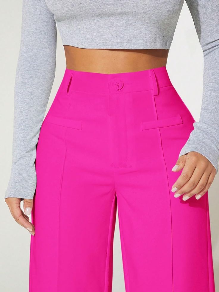 These Cute Pink Seam Front High Waist Pants are perfect for any casual or dressed-up look. Made with a high waist design and seam front detailing, these pants are both trendy and comfortable. The perfect addition to any fashion-forward wardrobe. 92% Polyester, 8% Elastane Machine Wash Zipper Closure Size Chart XS = Dress 0-2, Bust, 31"-32.5", Waist 23"-24, Hip 31"- 34"Small = Dress 4-6, Bust,33"-35", Waist 25-26", Hips 35"-37"Medium = Dress 8-10, Bust 35-36" Waist 27-28", Hips 38-39"Large =Dress 12-14,Bust,38-40, Waist,29-31", Hips 40-42"14/16 - Bust 40"-42", Waist 33.5"-36", Hips 44"-46"18/20 - Bust 42"-44", Waist 37"- 40", Hips 47"-50" Fitted Pants With Seam Detailing For Spring, Trendy High Waist Wide Leg Office Pants, Fitted Bottoms With Seam Detailing For Spring, Trendy High-waist Wide Leg Pants For Business Casual, Chic Fitted Bottoms With Seam Detailing, Trendy High Waist Dress Pants For Office, Trendy Spring Wide Leg Pants With Belt Loops, High Waist Wide Leg Pants For Business Casual, Spring High Waist Wide Leg Pants With Belt Loops