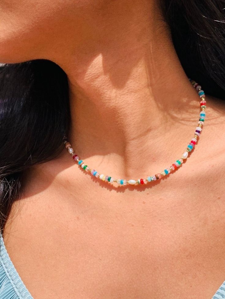 Our Gemstones Beaded Necklace is a radiant and cheerful piece designed to bring a touch of warmth and joy to your day.  This necklace features an arrangement of mixed gemstone beads in a vibrant palette reminiscent of a sun-kissed summer day. Whether you want to add a pop of color to your everyday attire or make a statement at a special event, this necklace will effortlessly elevate your style.  Necklace Size: 16" + extension Bracelet 7" + extension Price Per Item Thank you for visiting and supp Multicolor Letter Beads Jewelry, Multicolor Letter Beaded Jewelry, Colorful Gemstone Beads Necklace For Gift, Multicolor Beaded Jewelry For Mother's Day, Adjustable Beaded Necklaces For Mother's Day, Handmade Multicolor Jewelry For Mother's Day, Mother's Day Adjustable Beaded Necklaces, Adjustable Multicolor Beaded Necklaces For Gifts, Colorful Gemstone Beaded Necklaces As Gift