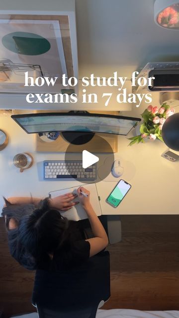 a person sitting at a desk with a computer on it and the words how to study for exam in 7 days