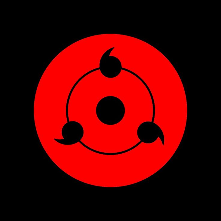 a black and red circle with three birds on it