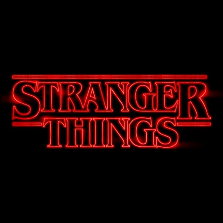 the title for the television series,'strange things'is shown in red neon letters