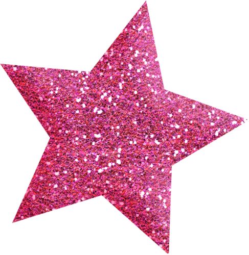 a pink glitter star on a white background