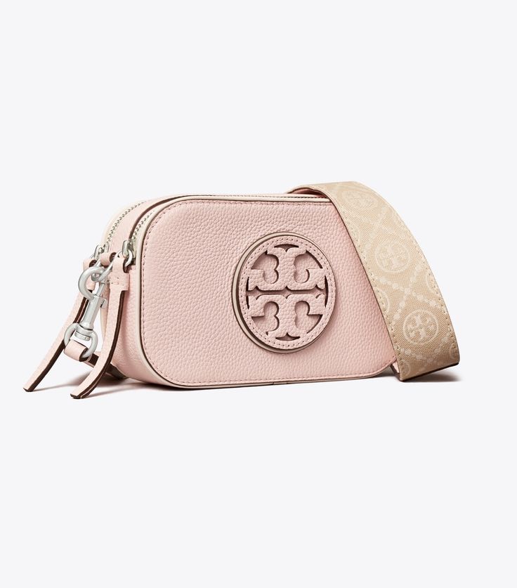 Mini Miller Crossbody Bag: Women's Designer Crossbody Bags | Tory Burch Tan Crossbody Shoulder Bag With Silver-tone Hardware, Tan Crossbody Bag With Silver-tone Hardware, Tory Burch Miller Bag, Tori Burch Bags, Tory Burch Crossbody Bag, Tory Burch Crossbody, Crossover Bags, Womens Designer Handbags, Tory Burch Miller