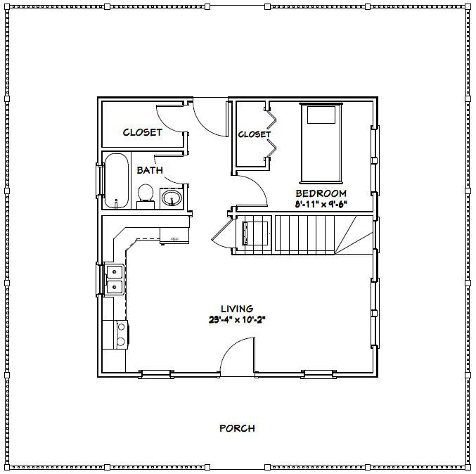 24x24 House 24X24H14 1,076 sq ft Excellent Floor