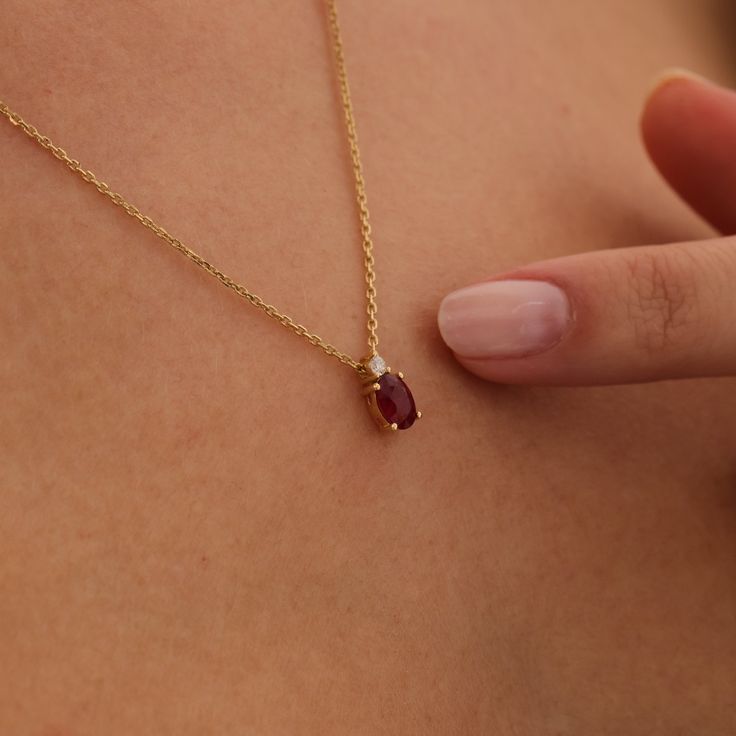 "Gold Ruby Drop Necklace, 14k July Birthstone Gift, Red Gemstone Pendant, Delicate Ruby Cut Necklace, Dainty Ruby, Gold Ruby Jewelry Designed carefully, which will brighten your neck. Our model is quite suitable for everyday use as well as your special day, makes a strong impression with its design, is as stylish as it is ambitious.   All of our products has the stamp \"585\" on them. (which states that this is real gold) Our product weighs 2.57 gr and the chain length is 42 cm. There may be +/- Minimalist Ruby Necklace, Dainty Red Jewelry, July Birthstone Necklace, Real Gemstone Jewelry, Gold Necklace Pendant Design, Dainty Ruby Jewelry, Red Ruby Jewelry, Ruby Gold Jewellery, Gold And Ruby Jewelry