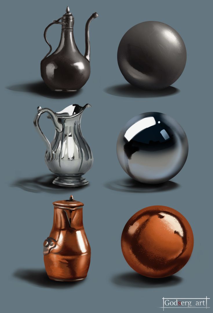 a group of different types of vases and jugs on a gray back ground