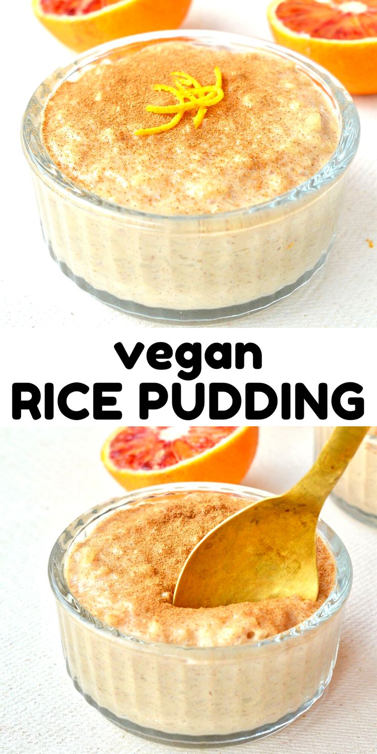 an image of vegan rice pudding with spoon