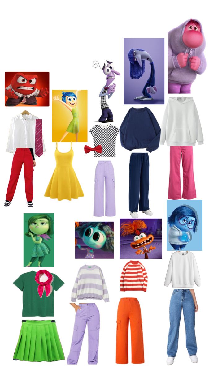 an assortment of children's clothing and toys in different styles, sizes and colors