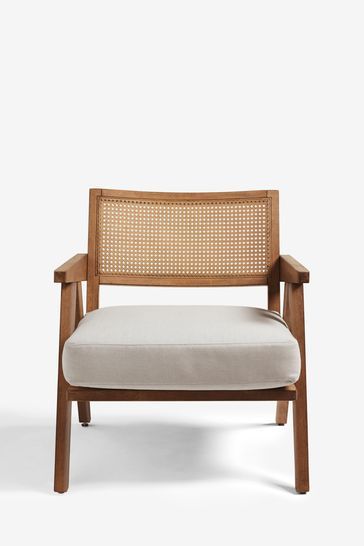 a chair that is made out of wood and fabric